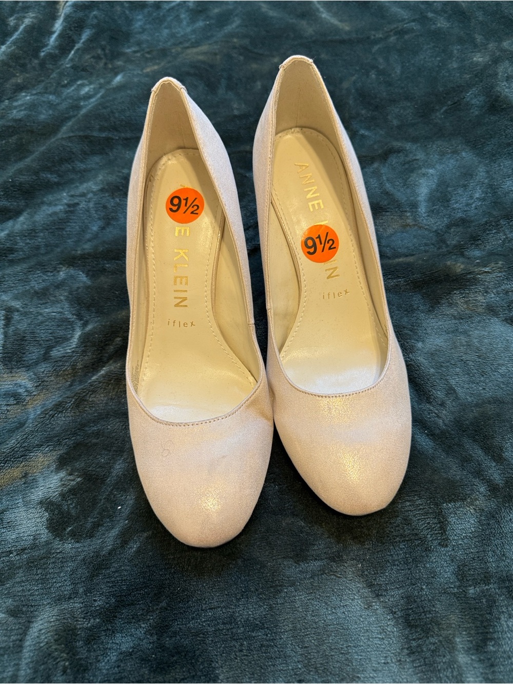 Anne Klein Shimmery Gold Round-Toe Pumps